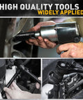 Three Eighths Drive Impact Socket Set With Fifty Piece Shallow And Deep Sockets used for car maintenance in close-up views