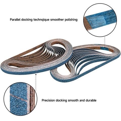 Shineboc zirconia sanding belts, 1/2 x 18 in, 40–400 grit, blue abrasive surface