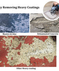 Coating Removal Stone Texturing Bush Hammer For Angle Grinder With 5 Inch Plate, rugged pro grade tool shown on concrete