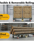 Beefy Heavy Duty 2000 Lb U Boat Cart Platform Truck Dolly For Warehouse Moving And Material Handling, Steel Frame With A 2mm Thick Platform, Durable Utility Cart For Boxes Equipment And Supplies with removable railings
