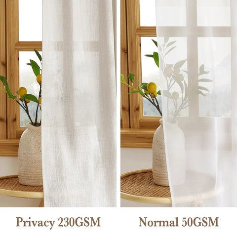Semi Sheer Linen Curtains 52 Inch Wide By 90 Inch Long For Bedroom And Living Room, Privacy Protecting Light Diffusing Drape comparison