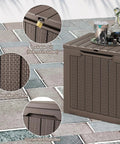 30 Gallon Outdoor Storage Box Bench With Lockable Lid Waterproof Resin Deck Box for garden tools and cushions
