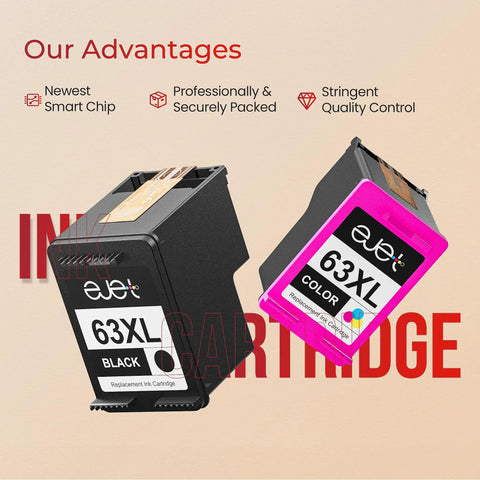 63XL Ink Cartridges 3 Pack Black And Color Replacement For 63 And 63XL Ink Cartridge Works With OfficeJet 3830 4650 5255
