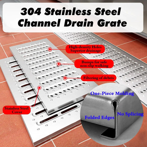 Heavy Duty 304 Stainless Steel Drain Grates Pack Of 15 Zero Rust Anti Skid Driveway Walkway Garage Floor Covers Built Different For Any Outdoor Job Today displayed with detailed features.