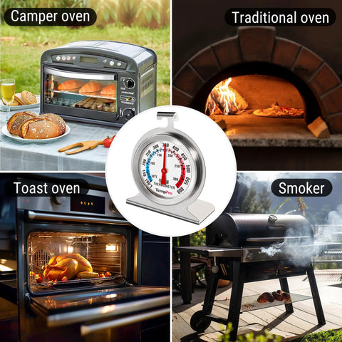 Two Pack Analog Oven Thermometer For Gas Ovens 50 To 300C And 100 To 600F Stainless Steel in various cooking setups
