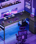 L Shaped Gaming Desk With Four Drawers And Power Outlets For Home Office 61 Inch Corner Desk With USB Charging Port setup view