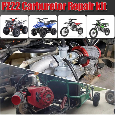 Wide Range 22Mm Carburetor Air Filter Kit installed on pit bikes and ATVs, boosting power and throttle response.