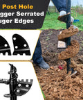 Four Piece 9 Inch Post Hole Digger Blades Serrated Auger Replacement Drill Bits For Digging Hard Soil Tree Roots