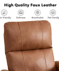 Close-up of padded backrest on Swivel Rocker Recliner Chair With Faux Leather, Manual Glider, 360 Degree Swivel, Nursery Friendly For Adults