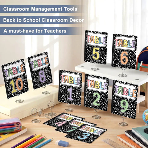 Classroom Table Numbers 1 Through 10 With Stands Group Cards For Easy Teacher Management Back To School Decor Team Labels And Signs