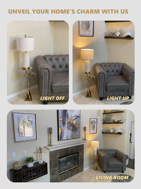 Set Of 2 Ceramic Table Lamps 24 Inch For Nightstands And Living Rooms Farmhouse Chic Modern Style White Finish