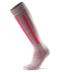 Merino Wool Performance Ski Socks For Men Women And Kids With Thermo Regulating Warmth And Moisture Wicking Ventilation Knee High in Light Grey Pink