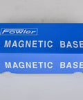 Blue Fowler magnetic base packaging box with white logo and MAGNETIC BASE lettering.