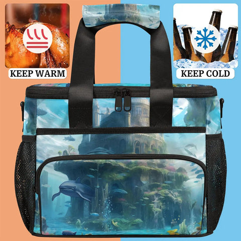 Insulated Picnic Backpack With Built In Lunch Box For Outdoors And Travel showcasing keep warm and keep cold features