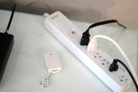 Energy Saving Surge Protector Power Strip With 1080J Protection And 80 Foot Wireless Remote Control, 6 Outlets, White, 5 Foot Cord