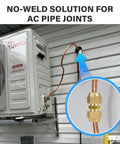 Top Shelf 2 Pack 1/4 Inch Flare Nut Kit Solid Copper Pipe Extension Joint Connectors used on AC unit for no-weld connections.