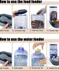 Instructions for Premium Stainless Steel Automatic Pet Feeder And Water Dispenser With Gravity Fed Bowls for easy setup.