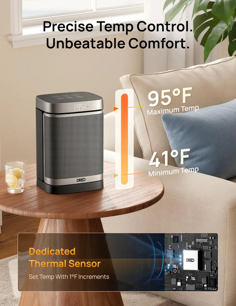 Space Heater 1500W Portable Electric Heater For Indoor Use With Remote PTC Ceramic Thermostat Fast Heat on table
