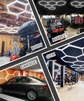 Hexagon Garage Light Ceiling Beam Beast Bright 11 Grid System 6500K Cool White LED in barn, market, gym, and garage settings