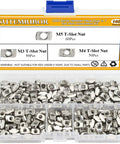 160 Piece Hammer Head T Slot Nut Kit For Aluminum Profiles M3 M4 M5 Drop In Nuts in a clear organizer box