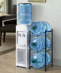 Three Tier Water Jug Rack For Five Gallon Bottles Detachable Bottle Holder Organizer in a kitchen, space-saving storage.