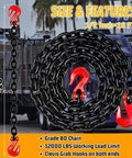 Heavy Duty Half Inch Tow Chain With Clevis Grab Hooks, Sixteen Foot Long, 12,000 Lbs Safe Working Load on display