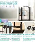 Extra Tall 36 Inch Baby Gate with Door, Pressure Mount for Doorways and Bottom of Stairs, Keeps Babies, Toddlers and Pets Safe