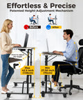 Adjustable Sit Stand Rolling Desk Built Tough With Slick Gliding Wheels And Multi Level Height Tuning for workstation height adjustment.