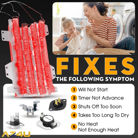 Best Pro Grade Dryer Heating Element Replacement Kit for Samsung models with symptom fixes and heating components