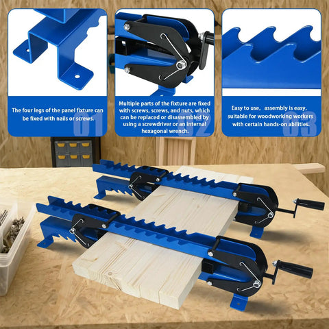 Two Pack 19 Inch Panel Clamps For Woodworking Adjustable From 2 To 17 Inch Wide Panels And 1 To 3 And A Half Inch Thick Boards Heavy Duty Steel With scissor couplings clamping wood boards