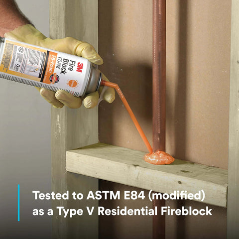 Applying Fire Block FB-Foam Orange Ready-to-Use Fireblocking Draftstop Sealant in non-rated construction.