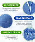 Blue Disposable Coveralls With Hood In Large Size Tri Laminated SMS Polypropylene Work Suit With Zipper And Elastic Wrists And Ankles 25 Pack For Industrial Safety In Construction And Manufacturing
