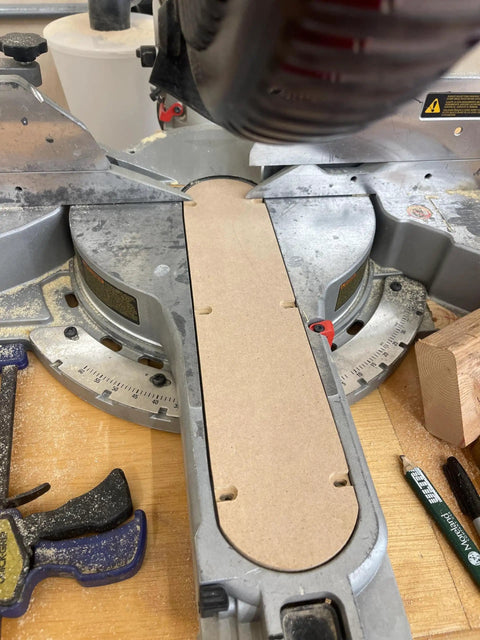 Zero Clearance Insert For Dewalt Sliding Compound Miter Saws DW718 installed on a 12-inch miter saw for precise woodworking cuts