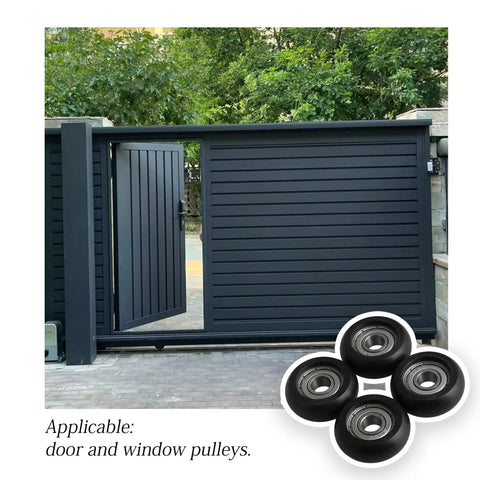 Heavy Duty Sliding Pulley Wheels Featuring Super Glide Action Engineered From Rock Solid Plastic And Steel Ball Bearings For Door Window Tracks Black Rolling Casters Pack Of Four Built Tough To Move Loads No Hassle