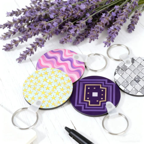 Colorful Bulk Sublimation Keychain Blanks Set For Heat Press DIY Projects Double Sided MDF 40 Blanks With 40 Key Rings Square Shape