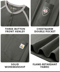 Mens Flame Resistant 6.5oz Long Sleeve FR Shirt For Work Fire Retardant CAT2 HRC2 Durable FR Clothing multiple views and features