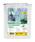 Clear 20x30 Ft Beefy Heavy Duty Tarps Waterproof And Tear Resistant Multipurpose Cover packaging with product details visible.