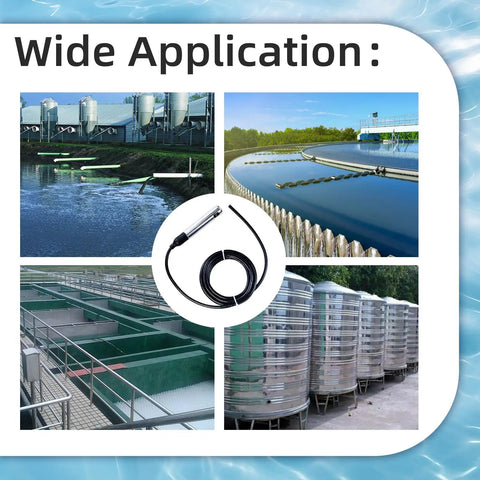 Submersible Water Level Transmitter Sensor For Liquid Monitoring With 4 To 20 mA Output IP68 Waterproof Probe Built Tough Anti Blocking Design Detachable Probe Rugged High Stability Digital Conditioning For Industrial Use, stainless steel probe in tanks
