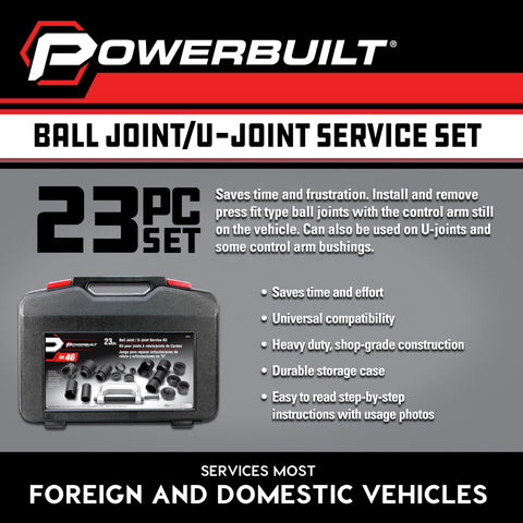 Ball And U Joint Service Set 23 Piece Tool Kit Pro Grade For Removing And Installing Ball Joints And U Joints Box and Tools