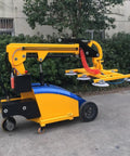 Rock Solid Industrial Electric Vacuum Suction Lifter With Heavy Duty Lateral Shift Arm For No Sweat Glass Panel Installation And Fast Job Site Operations, side view showing rubber suction heads.