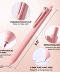 Gel Pens Set Of 12 Silent Click Retractable Pens With 0.5mm Fine Point Black Ink, showing pink pen design and features