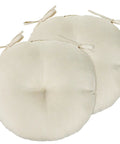 Beige Bistro Chair Cushions Set Of 2, 15 Inch Round Tufted Seat Pads With Ties, Ultra Thick 4 Inch Cushions Built To Last