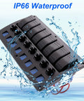 Beefy 8 Gang Boat Rocker Switch Panel Waterproof Marine Panel With LED On Off Switches And Circuit Breakers 12V 24V