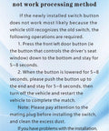 Instructions for troubleshooting window switch issues with Nissan power window switch replacement.