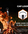 Durable Stainless Steel Water Bottle 1500 Ml BPA Free For Camping And Outdoors Campfire Ready over campfire with cap inset