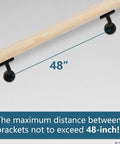 Heavy Duty Handrail Brackets For Stairs 3 Inch Black Metal Wall Mount supports 48-inch spacing guidelines for optimal use