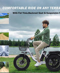 Electric Tricycle For Adults With Fat Tire Folding 20x4 Inch Wheels, 750W 48V E Trike, rider on white three-wheel cruiser on grass