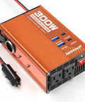 Straight Up Reliable 300W Car Power Inverter DC 12V To 110V AC Converter with dual AC outlets and USB ports.