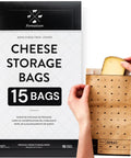 Porous Cheese Storage Bags 15 Pack 6.25 X 11 Inches Wax Paper Wrapping Bags For Brie Camembert Manchego And Charcuterie