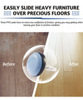 Diagram showing 40 Pack Nail On Furniture Sliders 0.75 Inch Chair Glides Floor Protectors for hardwood floors with before and after effect.